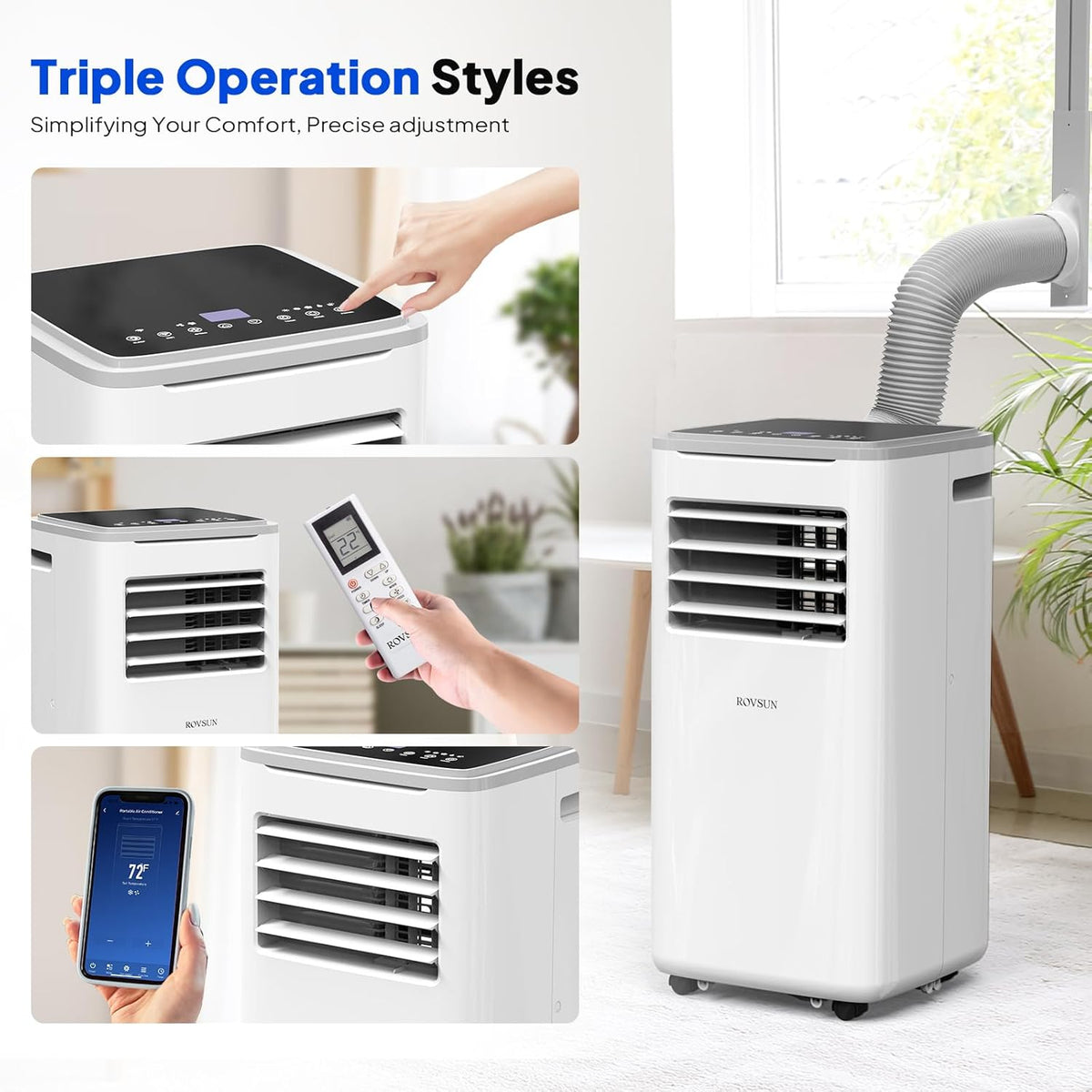9000 BTU Portable Air Conditioner with Heating, Dehumidifier, Sleep Mode & Remote Control